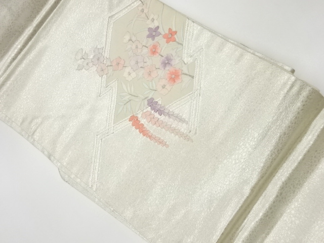 JAPANESE KIMONO / VINTAGE NAGOYA OBI / EMBROIDERY / MATSUKAWABISHI & FLORAL PLANTS